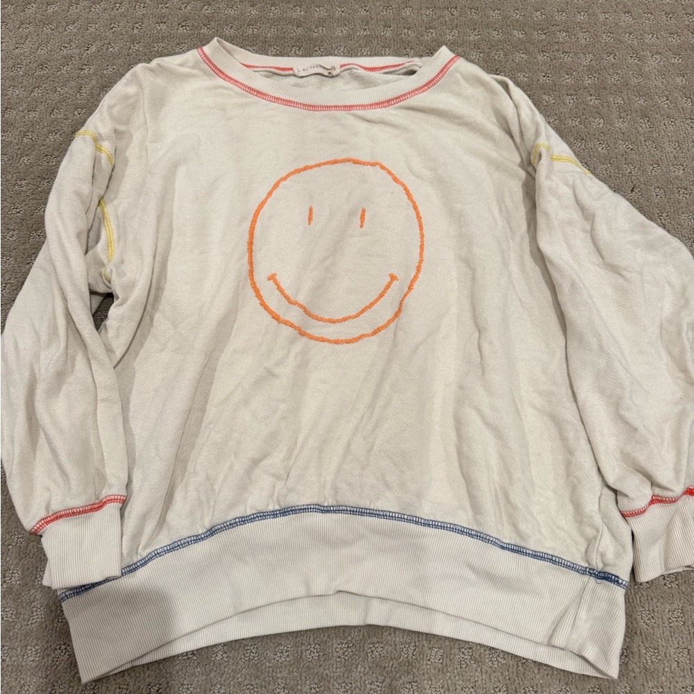 By Together Cream Sweatshirt with Coral Contrast Stitching